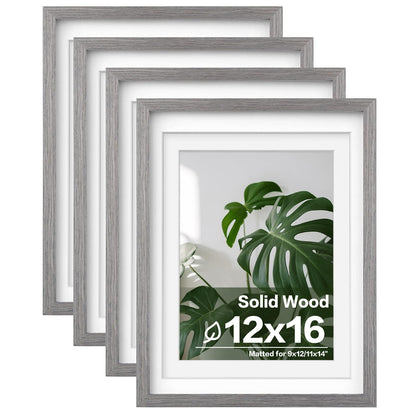 Egofine 8x10 Picture Frames Set of 4, Made of Solid Wood Covered by Plexiglass 4x6 and 5x7 with Mat or 8x10 without Mat, for Table Top Display and Wall Mounting Photo Frame Black
