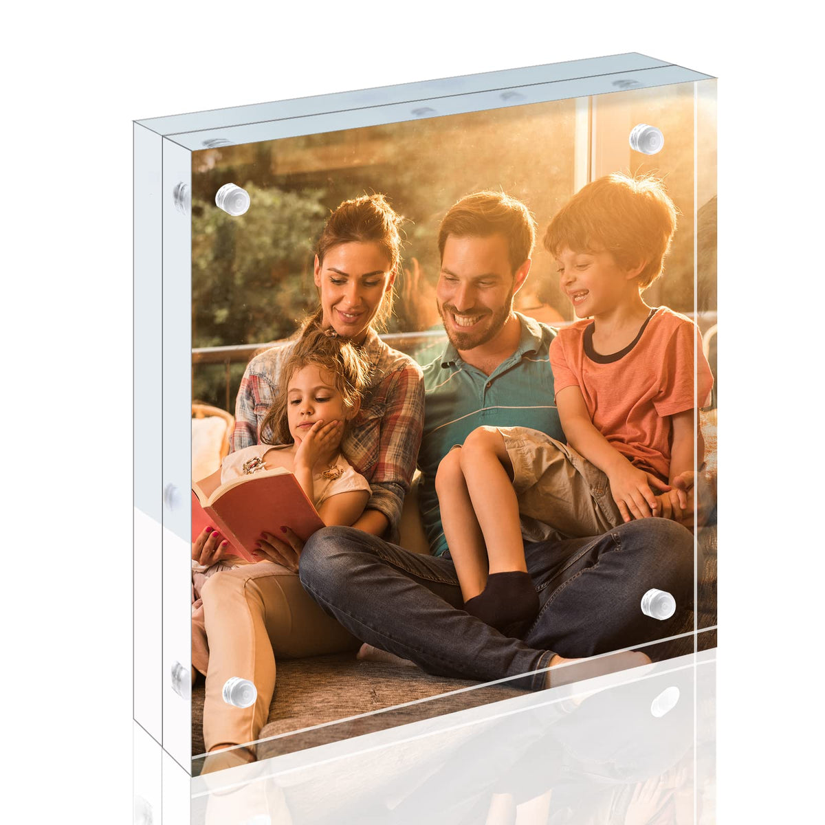 Egofine 4x6 Acrylic Frames 6 Pack, 20mm Thicker Frameless Clear Picture Frames, Double Sided Magnetic Picture Frames, Free Standing Desktop Display