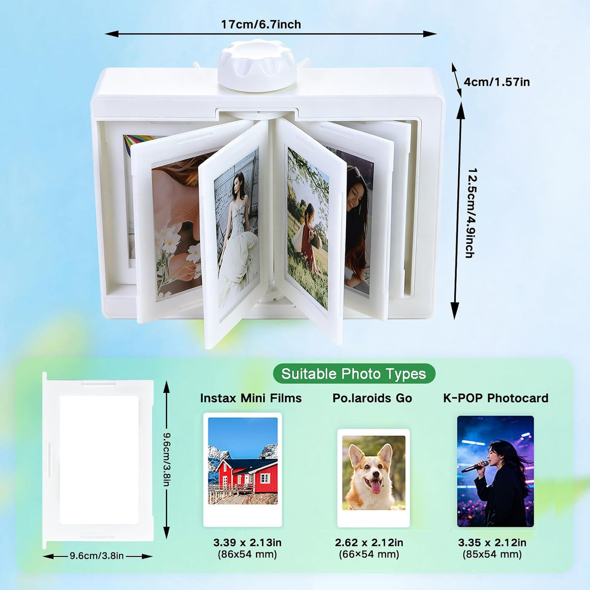 2x3 Mini Picture Frame Rotating frame for Instax Mini Photo Gifts for Women