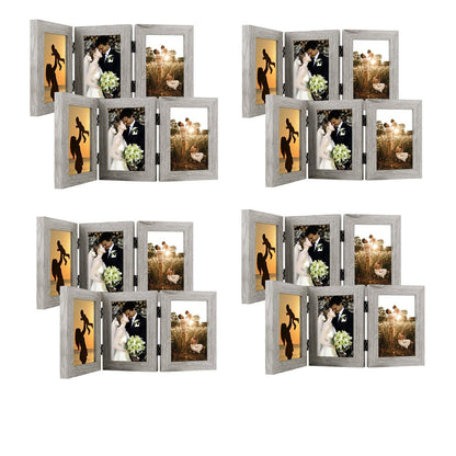 Golden State Art, 5x7 Triple Picture Frame Black- Real Glass, 1 Pack
