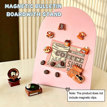 FLWAL 2 Pack Magnetic Bulletin Board, Metal Desktop Board with Bracket