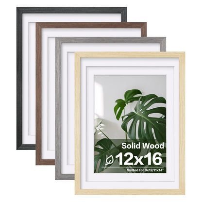 Egofine 8x10 Picture Frames Set of 4, Made of Solid Wood Covered by Plexiglass 4x6 and 5x7 with Mat or 8x10 without Mat, for Table Top Display and Wall Mounting Photo Frame Black