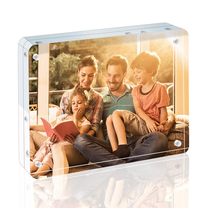 Egofine 4x6 Acrylic Frames 6 Pack, 20mm Thicker Frameless Clear Picture Frames, Double Sided Magnetic Picture Frames, Free Standing Desktop Display