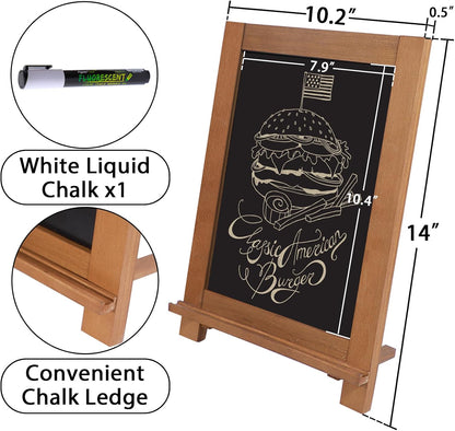 Tabletop Chalkboard Signs 10.2"x14" Magnetic Small Chalkboard Sign, Desktop Standing/Wall Hanging Blackboard with Liquid Chalk Marker, Wood Framed Menu Board for Kitchen, Café, Home Decor