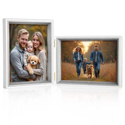 4x6 Double Hinged Picture Frame,College Photo Standing Display, PS02-WGD6