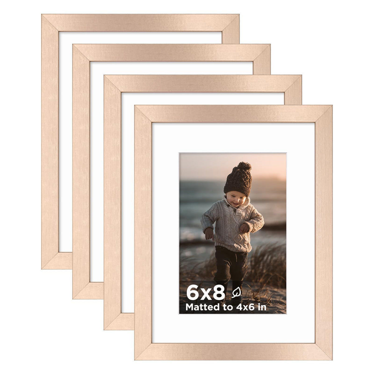 KINLINK 5x7 Picture Frames, Mix Color Photo Frames with Plexiglass for Picture 4x6 with Mat or 5x7 without Mat, Composite Wood Picture Frames for Table Top and Wall Mounting, Set of 4