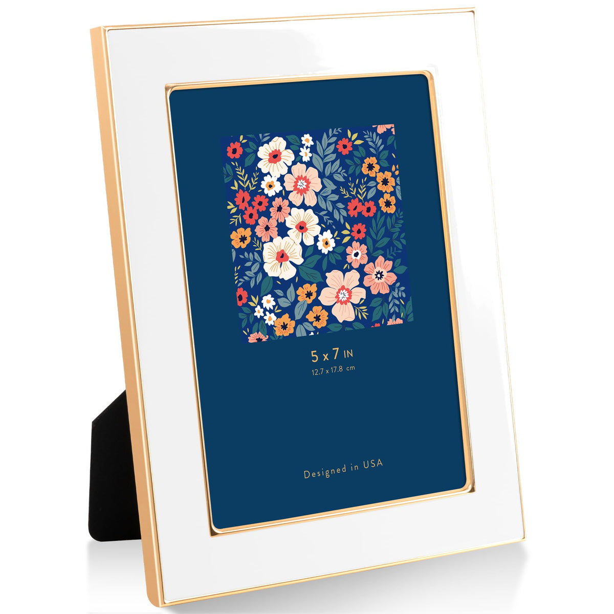 4x6 Enamel Picture Frame with Gold Metal Edge & HD Tempered Glass, Yellow