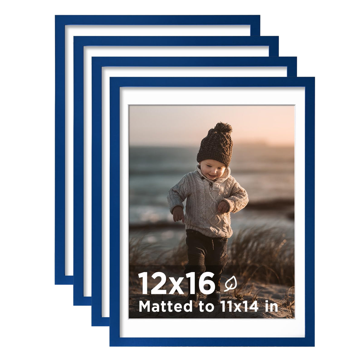 KINLINK 5x7 Picture Frames, Mix Color Photo Frames with Plexiglass for Picture 4x6 with Mat or 5x7 without Mat, Composite Wood Picture Frames for Table Top and Wall Mounting, Set of 4