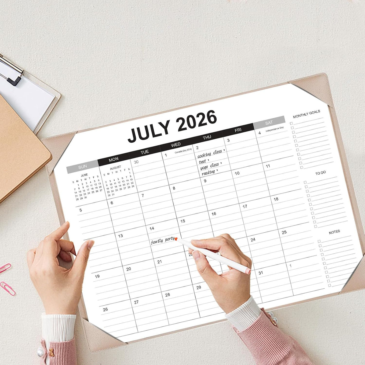 Desk Calendar 2026-2027 with Desk Mat – 22" x 17" Large Desk Pad Calendar Runs from July 2026 to December 2027, Office Supplies Desktop Monthly Calendar for Home & Office