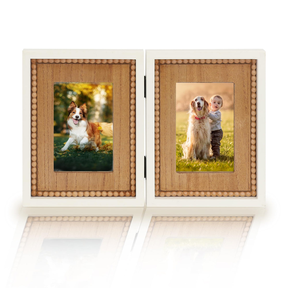 RiteSune Rustic Picture Frame 3 Folding 5X7 Triple Hinged