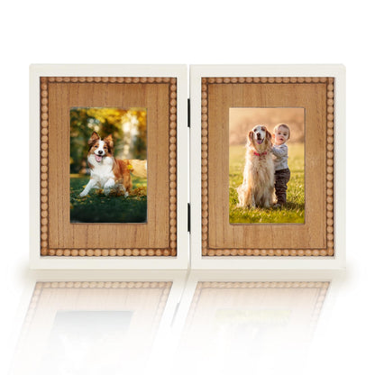 RiteSune Rustic Picture Frame 3 Folding 5X7 Triple Hinged