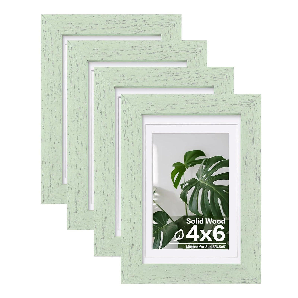 Egofine 8x10 Picture Frames Set of 4, Made of Solid Wood Covered by Plexiglass 4x6 and 5x7 with Mat or 8x10 without Mat, for Table Top Display and Wall Mounting Photo Frame Black