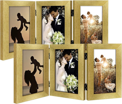 Golden State Art, 5x7 Triple Picture Frame Black- Real Glass, 1 Pack