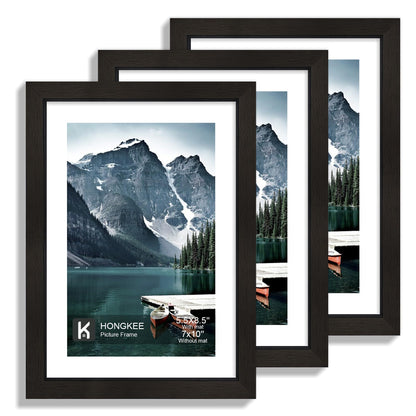 Hongkee 12x12 White Picture Frames Set of 3, Real Glass, Wood Frame,Mat 8x8
