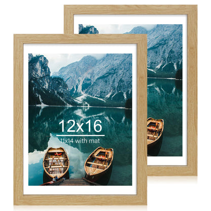 Hongkee 8x11 Picture Frame Set of 2, Real Glass, Rustic Brown Wood Frame