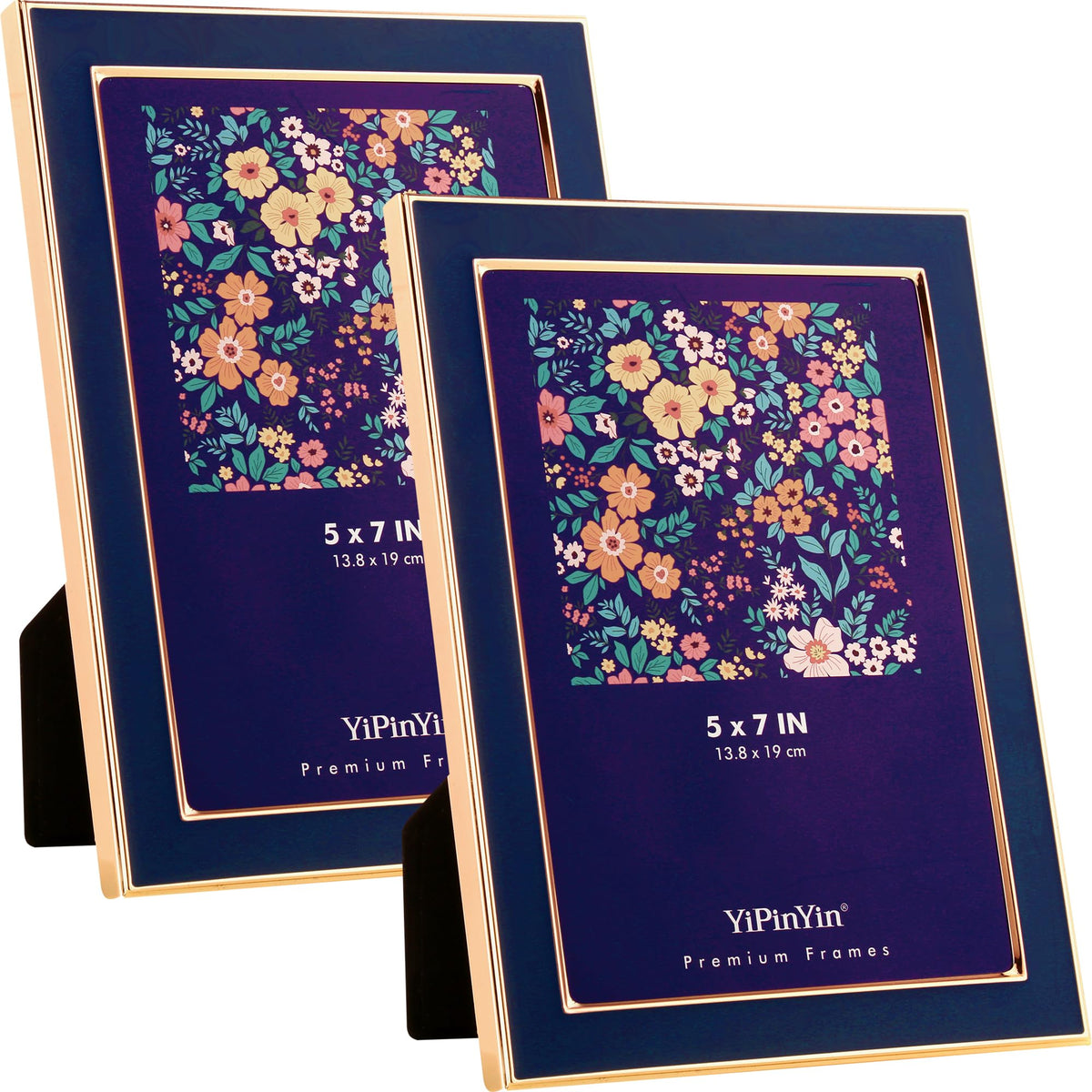 YiPinYin 5x7''Jasper Green Enamel Picture Frames with Gold-Plated Metal Frame Design,HD-Real Glass & Velvet Back,for Countertop,Tabletop Display,Bookshelf,Wall Décor