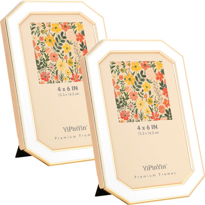 YiPinYin 5x7''Jasper Green Enamel Picture Frames with Gold-Plated Metal Frame Design,HD-Real Glass & Velvet Back,for Countertop,Tabletop Display,Bookshelf,Wall Décor