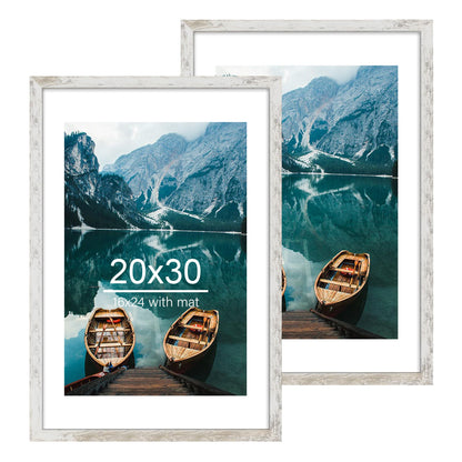 Hongkee 8x11 Picture Frame Set of 2, Real Glass, Rustic Brown Wood Frame