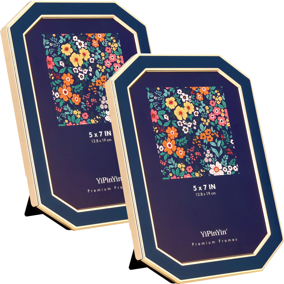 YiPinYin 5x7''Jasper Green Enamel Picture Frames with Gold-Plated Metal Frame Design,HD-Real Glass & Velvet Back,for Countertop,Tabletop Display,Bookshelf,Wall Décor