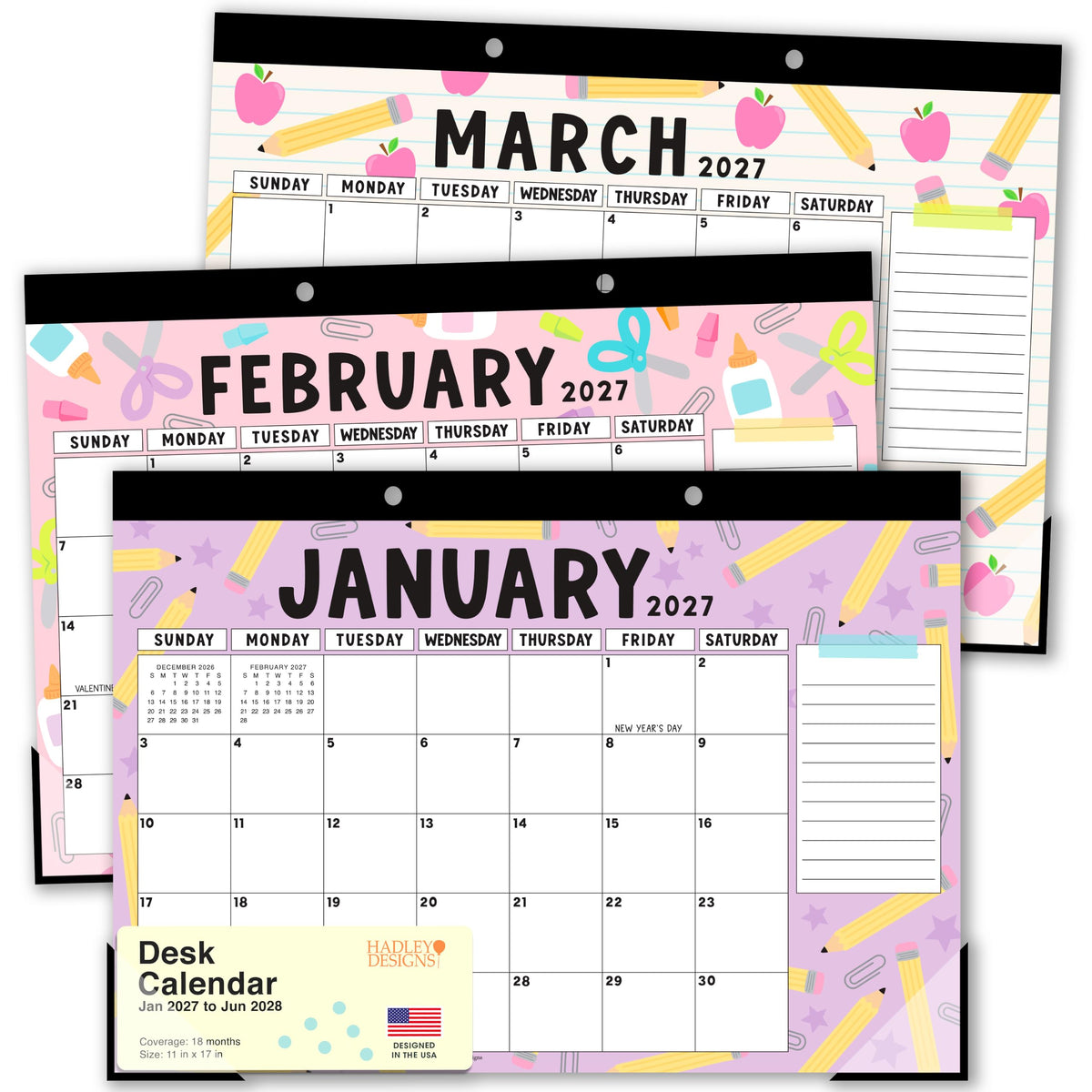 Large Desk Calendar 2026 - Desktop Calendar 2026-2027