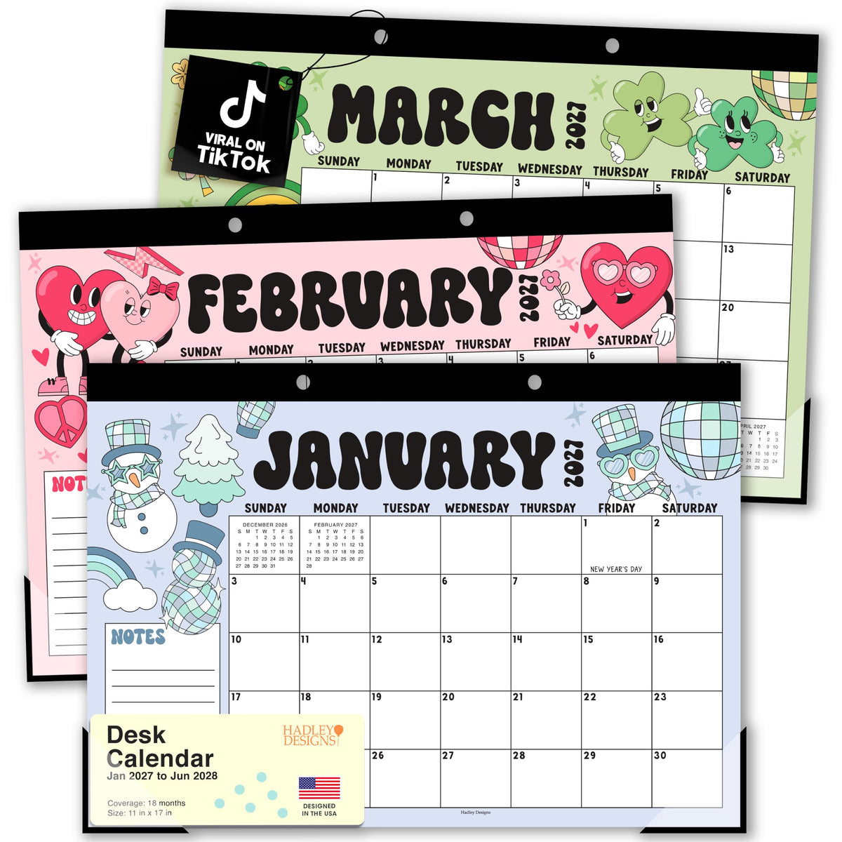 Large Desk Calendar 2026 - Desktop Calendar 2026-2027