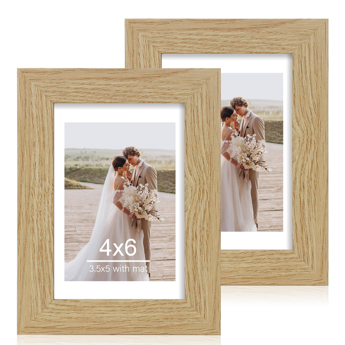 Hongkee 8x11 Picture Frame Set of 2, Real Glass, Rustic Brown Wood Frame
