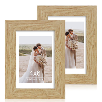 Hongkee 8x11 Picture Frame Set of 2, Real Glass, Rustic Brown Wood Frame