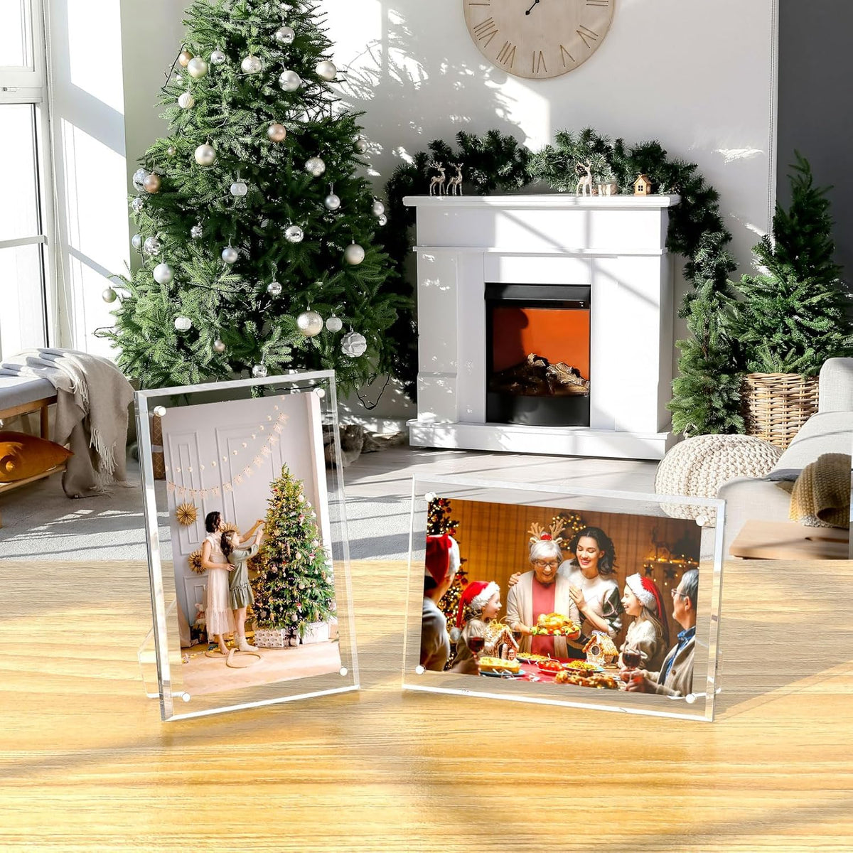 AITEE 5x7 Acrylic Picture Frame 3 Pack, Clear Lucite Frame with Stand