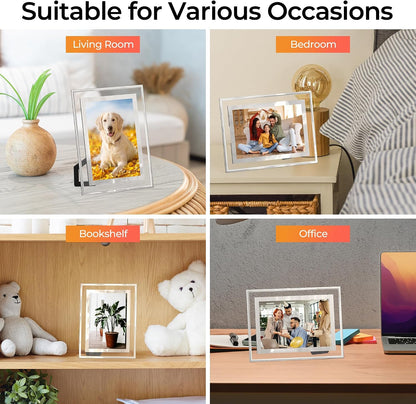 4x6 Picture Frames Set of 2, Desktop Clear Glass Photo Frame Horizontal or Vertical Display for Landscape, Portrait, Wedding, Pet Photos