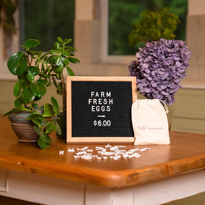 Black Felt Letter Board | Classy Dark Stained Wooden Frame with White Letters | Premium Changeable Sign Boards for Home Decor Motivational Quotes Baby Announcement Price List Message Letterboard With