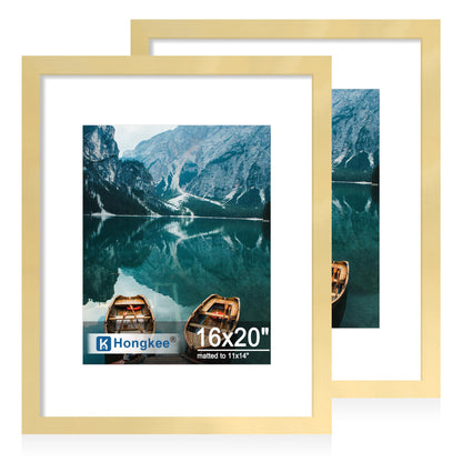 Hongkee 8x11 Picture Frame Set of 2, Real Glass, Rustic Brown Wood Frame