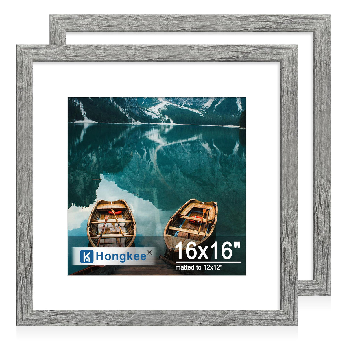 Hongkee 8x11 Picture Frame Set of 2, Real Glass, Rustic Brown Wood Frame