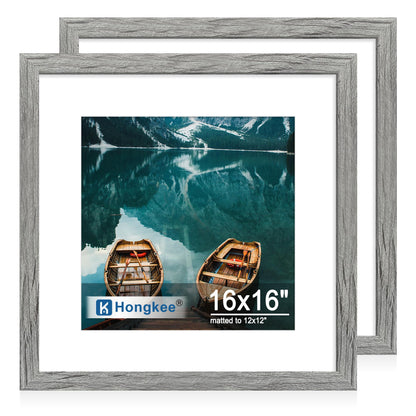 Hongkee 8x11 Picture Frame Set of 2, Real Glass, Rustic Brown Wood Frame