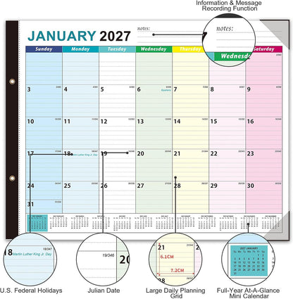 COMIX Desk Calendar 2026-2027, Large 22" x 17" Monthly Desktop Planner Pad with Frosted Cover, 18 Months July 2026 to December 2027, Side Bound Thick 120 GSM Paper for Office School Home