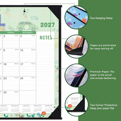2027 Desk Calendar - Large Desk Calendar 2027, 22" x 17", Jan. 2027 - Dec. 2027, Desk Calendars Large, 12 Months, Corner Protectors, Hanging Holes, Notes - 12 Themes
