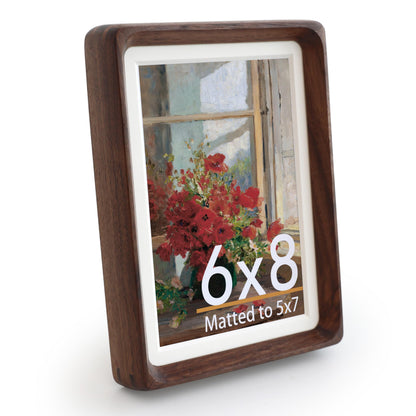 Wooden Picture Frames, 2.5x3.5 Small Polaroid Picture Frame Matted to 2x3 with Plexiglass, Teak Solid Natural Wood Tiny Photo Frame, For TableTop and Wall Mounting