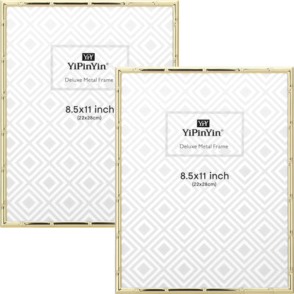 4x6'' Bamboo Detail Double Photo Frames,Silver 6x4'' Double Metal Picture Frames,Elegant Silver Plated Photo Frames 4 x 6'' With Soft Touch Velvet Backing and Real Glass for Desktop and Shelf Decor