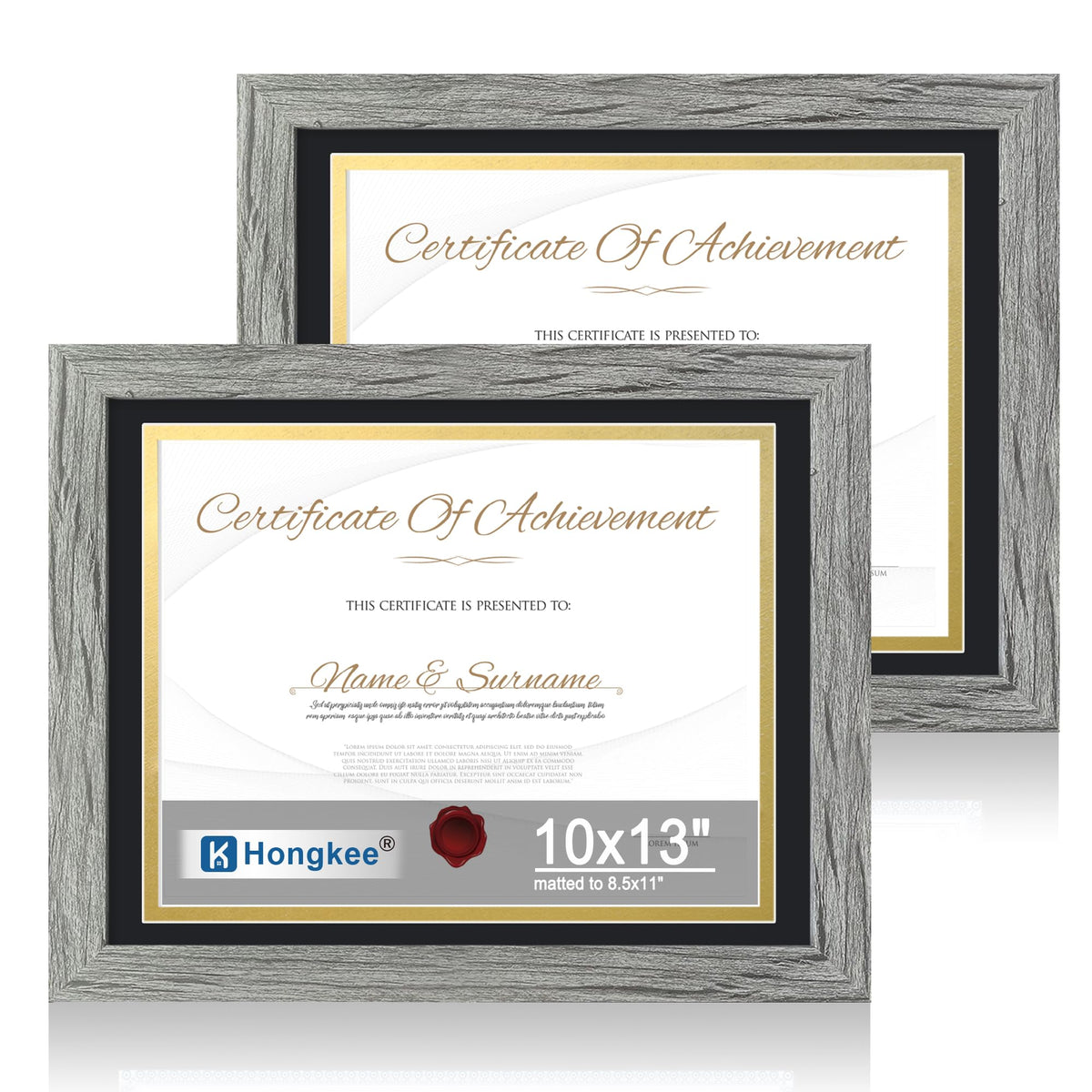 Hongkee 8x11 Picture Frame Set of 2, Real Glass, Rustic Brown Wood Frame