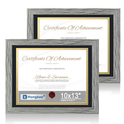Hongkee 8x11 Picture Frame Set of 2, Real Glass, Rustic Brown Wood Frame