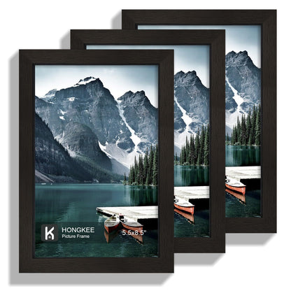 Hongkee 12x12 White Picture Frames Set of 3, Real Glass, Wood Frame,Mat 8x8