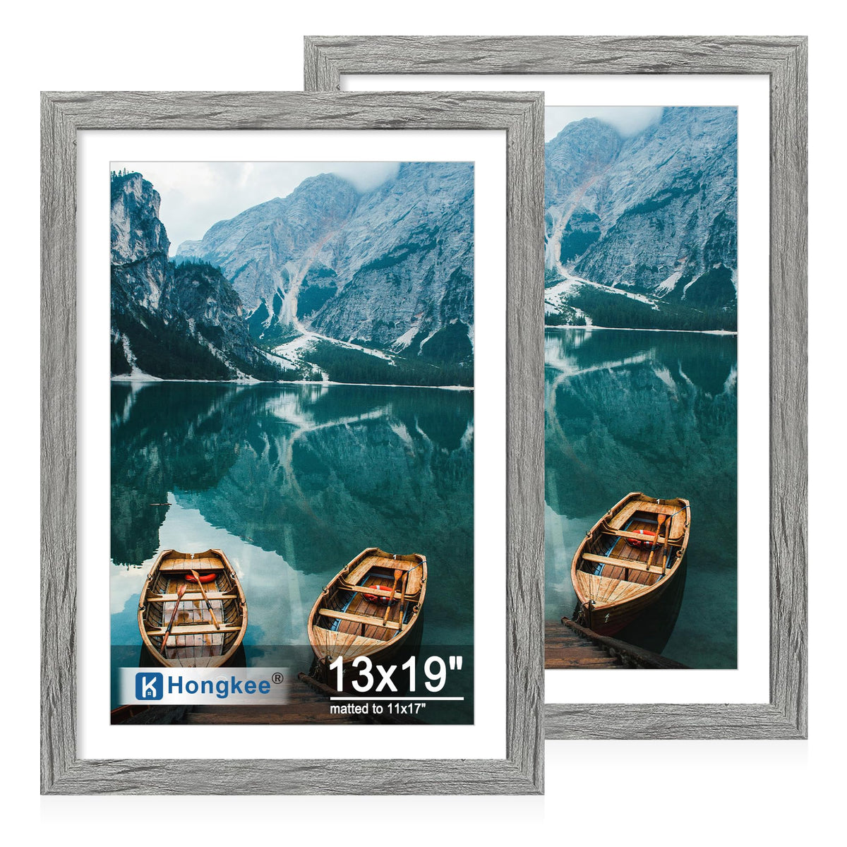 Hongkee 8x11 Picture Frame Set of 2, Real Glass, Rustic Brown Wood Frame