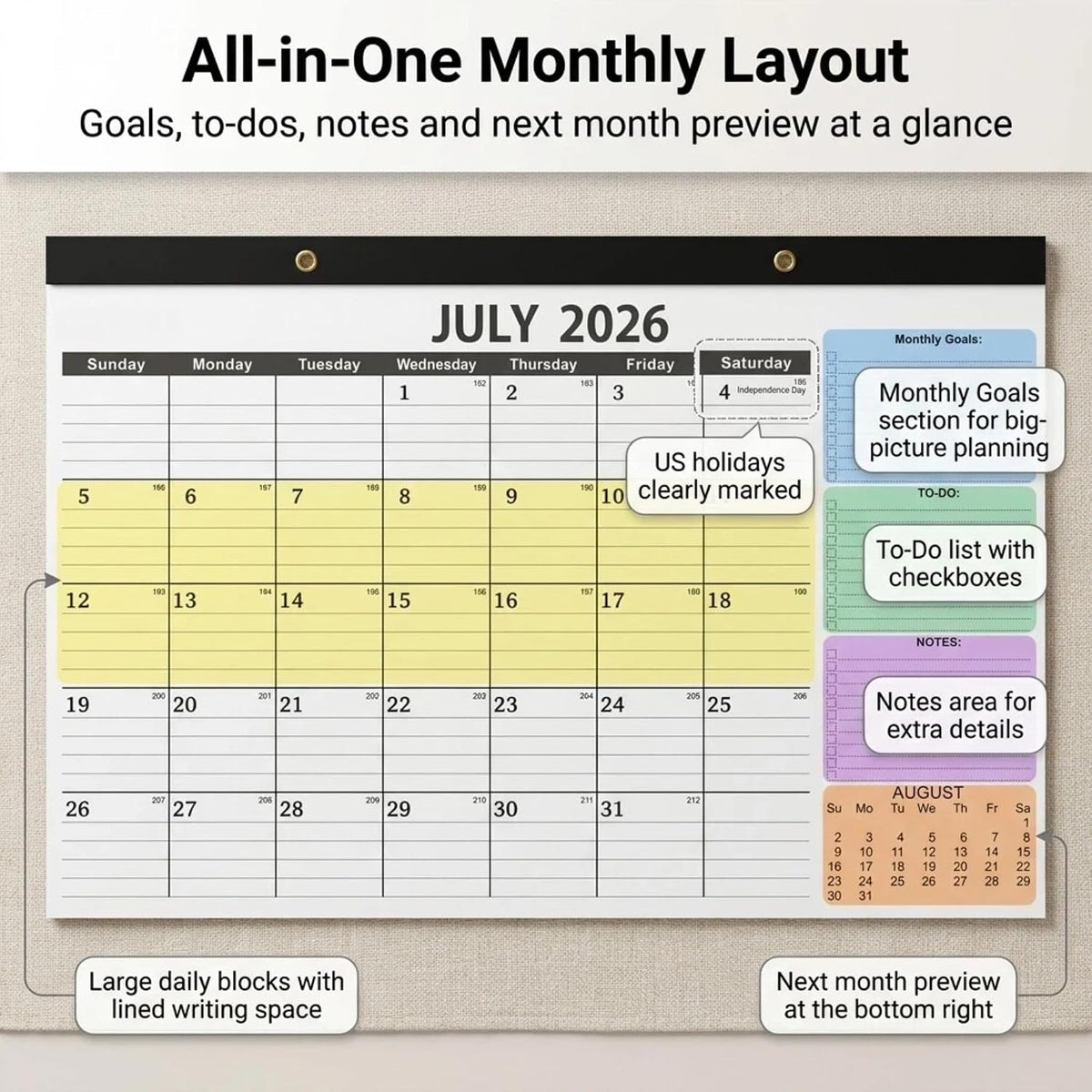 2-Pack Desk Calendar 2026-2027 - Two 18-Month Large Monthly Calendars (July 2026 - Dec 2027), 17" x 12" Desktop & Wall Calendars with Thick 120g Paper for Home and Office Sync
