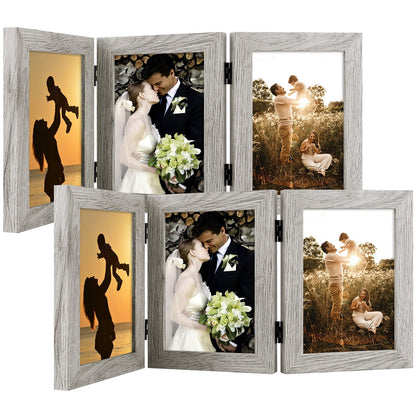 Golden State Art, 5x7 Triple Picture Frame Black- Real Glass, 1 Pack