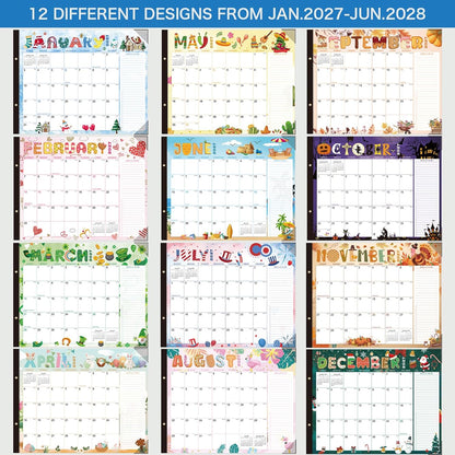 2027-2028 Desk Calendar - 22" x 17", 18 Month Desk Calendar January 2027 - June 2028, Large Monthly Desktop Calendar with Plastic Cover, Thick Paper, Corner Protectors (2 Stickers Included)