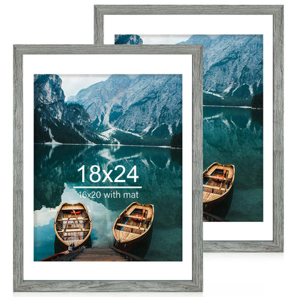 Hongkee 8x11 Picture Frame Set of 2, Real Glass, Rustic Brown Wood Frame