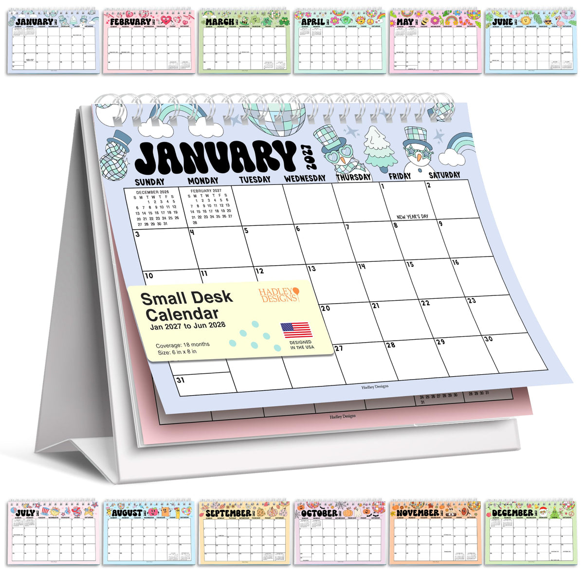Small Desk Calendar 2026-2027 Standing Flip - 2026 Desk Calendar Small