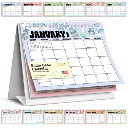 Small Desk Calendar 2026-2027 Standing Flip - 2026 Desk Calendar Small