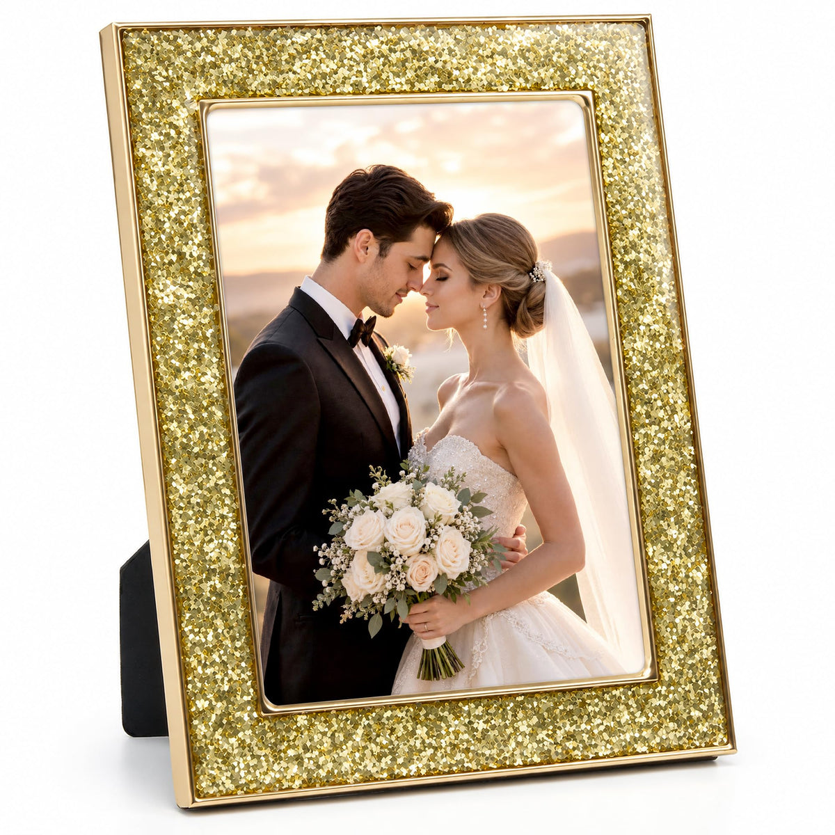4x6 Enamel Picture Frame with Gold Metal Edge & HD Tempered Glass, Yellow