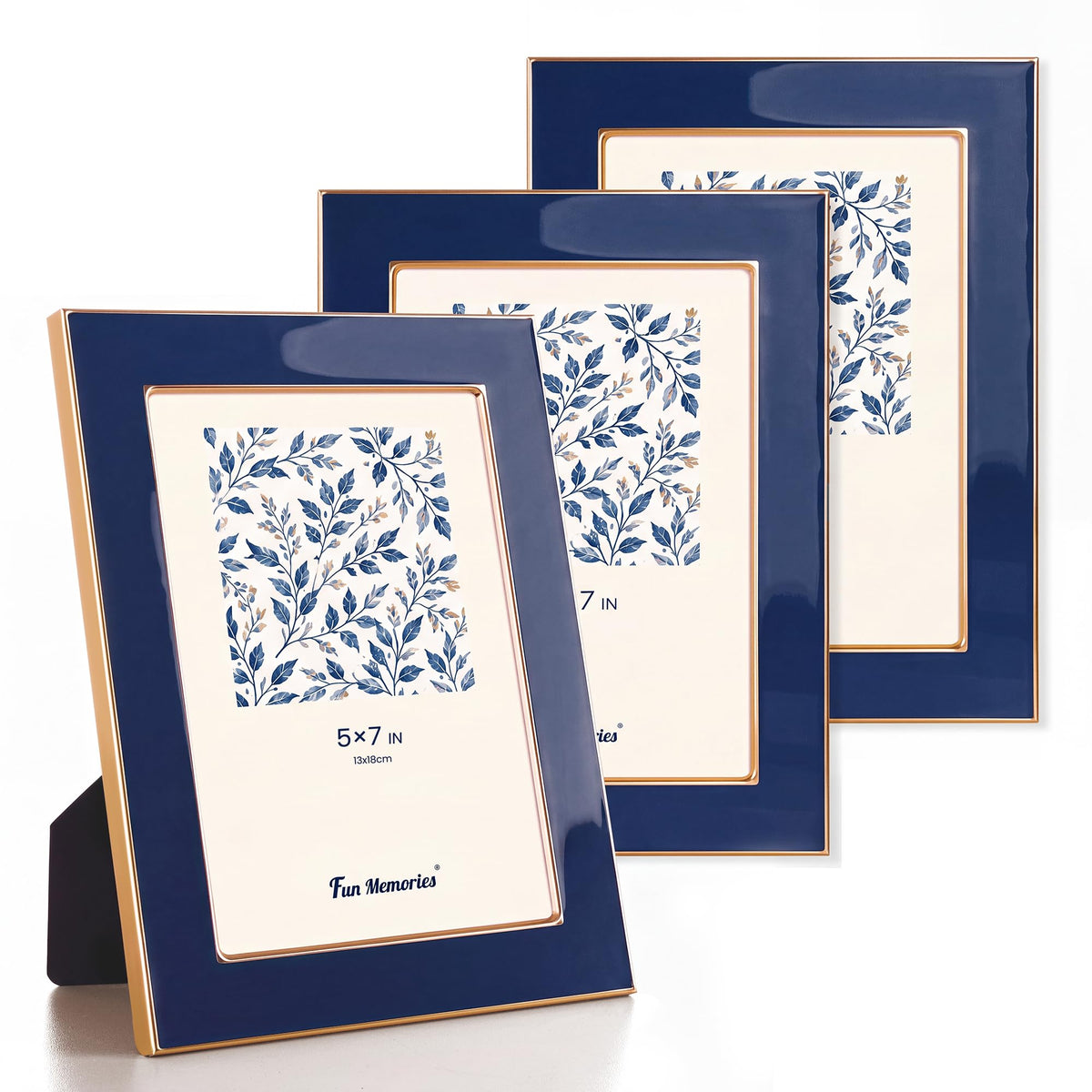 Fun Memories 4x6 Enamel Picture Frame with HD-Tempered Glass, Gold Metal Edge with Easel, Vertical & Horizontal Display, Wall and Tabletop Display Family Photo Gallery (White Enamel,1P)
