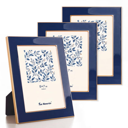 Fun Memories 4x6 Enamel Picture Frame with HD-Tempered Glass, Gold Metal Edge with Easel, Vertical & Horizontal Display, Wall and Tabletop Display Family Photo Gallery (White Enamel,1P)